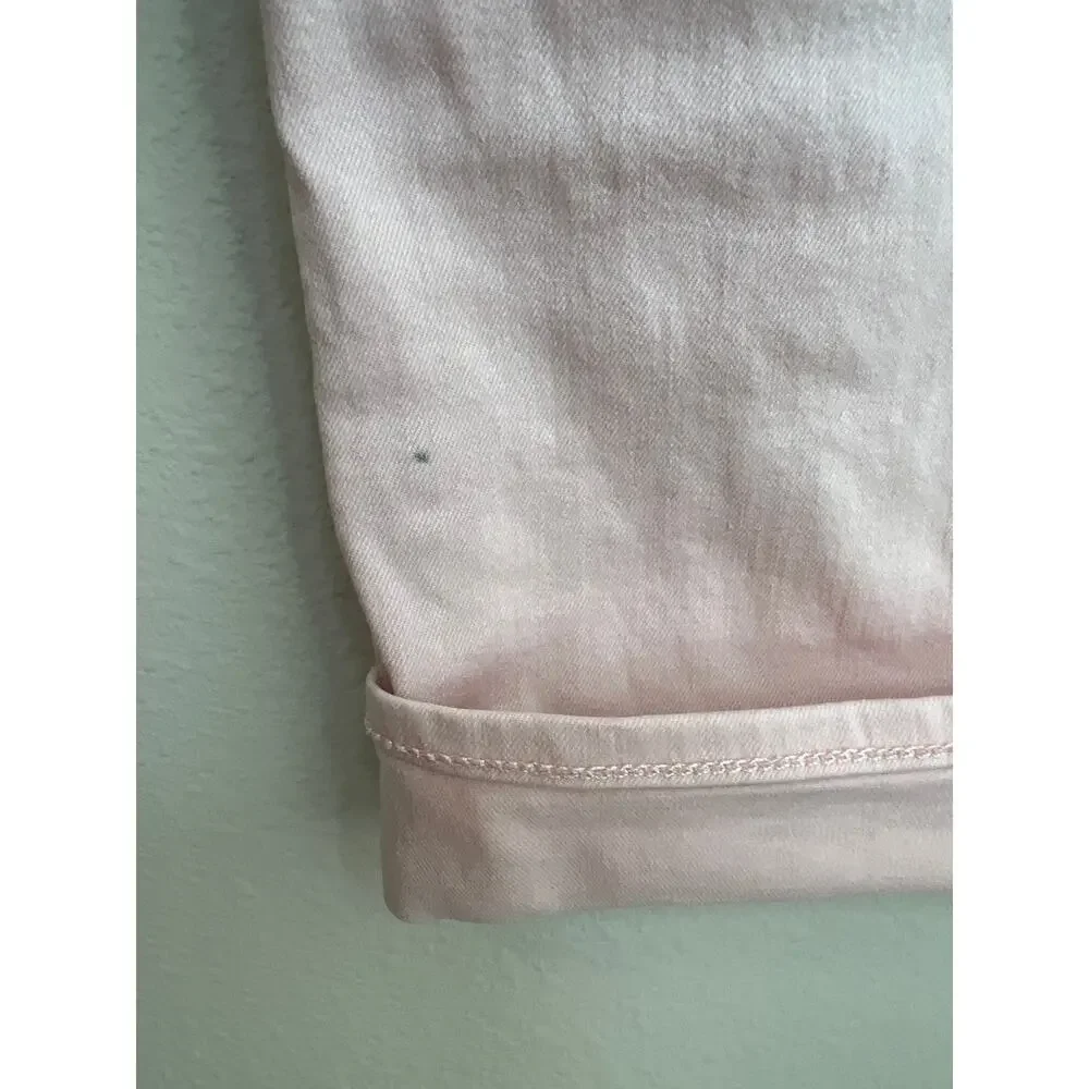 NYDJ Marilyn Straight Crop Jeans Pink Dusk Cuffed Slit Hem Size 4